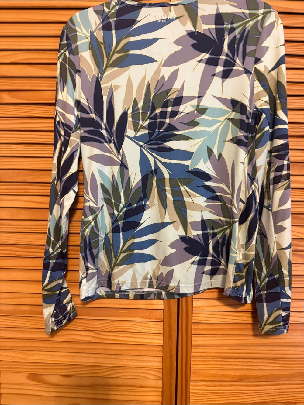 Hang Ten Blue Multi Leaf-Print Long-Sleeve Top - Picture 3 of 4